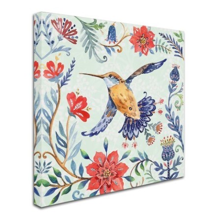 Trademark Fine Art Irina Trzaskos Studio 'Birds and Flowers I' Canvas Art, 14x14 ALI13026-C1414GG